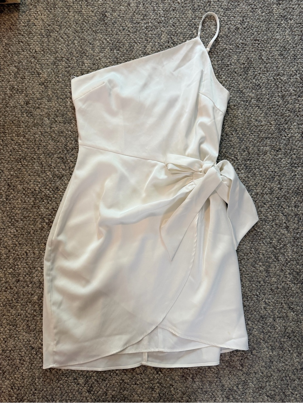 Lulus One-Shoulder White Tie-Waist Dress